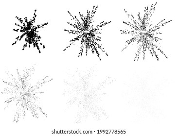 Silhouette of fireworks in sequence from explosion to extinction. Vector illustration