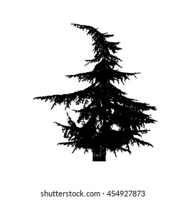  Silhouette of fir-tree. Vector 	