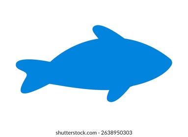 Silhouette of a fish flat vector cartoon illustration isolated on white background. Fish icon. Tropical underwater wildlife. 