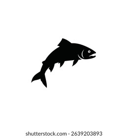 Silhouette: Fish Leaping Out of Water - Dynamic Aquatic Icon