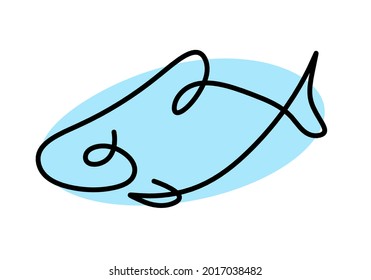 Silueta de peces como dibujo de líneas sobre fondo blanco. Vector