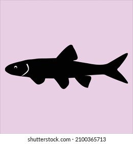 silhouette fish on black background, vector illustration, Fish vector Icon.  illustration symbol, fish vector silhouette .