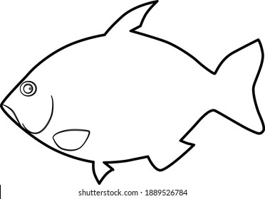 Silhouette of fish with outlines of black lines.