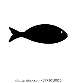 silhouette fish seabass on white background