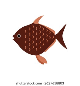Silhouette fish Sealife vector illustration on white background.	