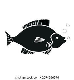 Silhouette of fish. Vector illustration.
