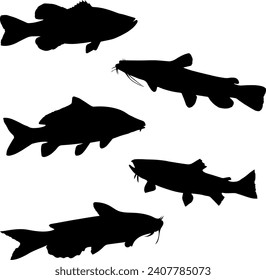 Pescado de silueta con estilo vectorial
