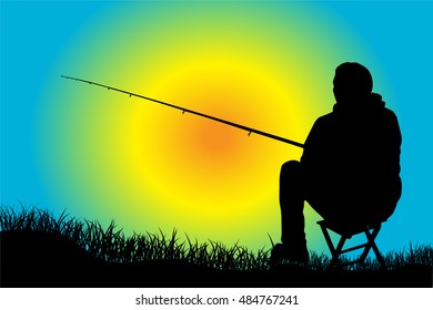 Silhouette of a fisherman