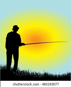 Silhouette of a fisherman