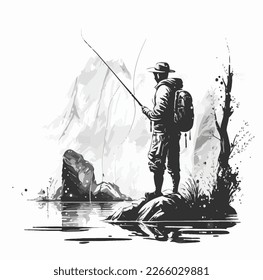 Fisherman silhouette .eps Royalty Free Stock SVG Vector