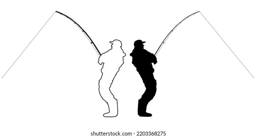 Silhouette of a fisherman with a fishing rod
