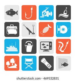 Silhouette Fishing industry icons - vector icon set