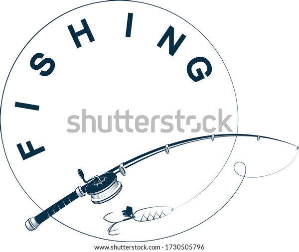Silhouette fishing rod with\
fishing line