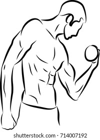 silhouette of fit man, bodybuilder