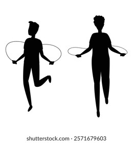 Silhouette of Fitness Enthusiast Jumping Rope