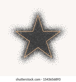 Silhouette of a five-pointed star of black glitter. Vector illustration.