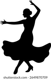 Silhouette of flamenco dancer dancing