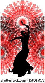 Silhouette of flamenco dancer with a fan