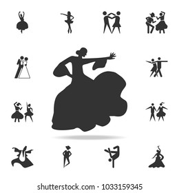 the silhouette of flamenco icon. Set of people in dance  element icons. Premium quality graphic design. Signs and symbols collection icon for websites, web design, mobile app on white background