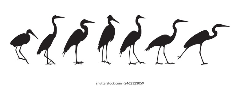 silhouette flamengo bird black isolated white background