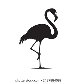 a silhouette of a flamingo on a white background