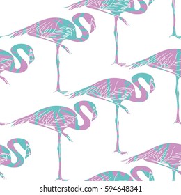 silhouette of Flamingo - vector illustration