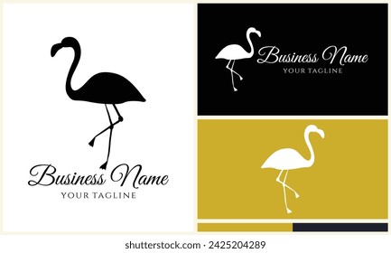 plantilla de logotipo de vector flamingo de silueta