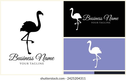 plantilla de logotipo de vector flamingo de silueta
