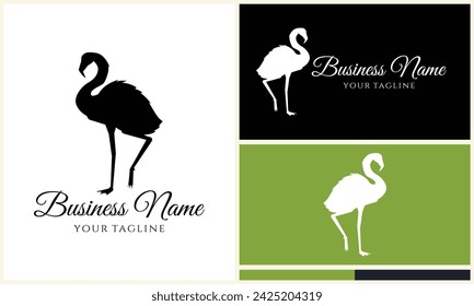 silhouette flamingo vector logo template