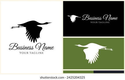 silhouette flamingo vector logo template