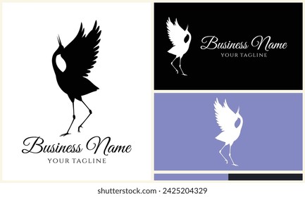 silhouette flamingo vector logo template