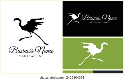 silhouette flamingo vector logo template