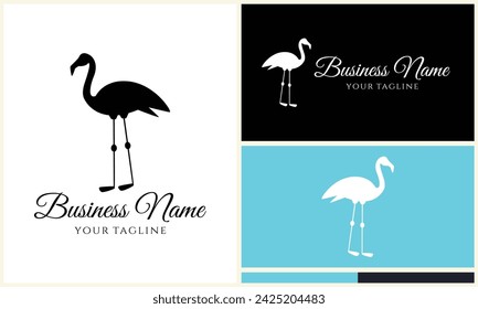 plantilla de logotipo de vector flamingo de silueta