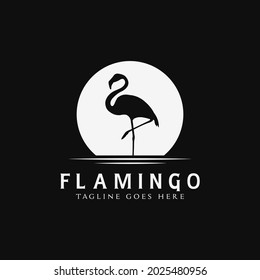 Silhouette of Flamingos Bird logo vector illustration design, Simple Flamingo logo design