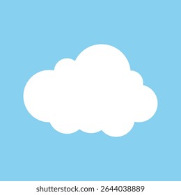 Silhouette of a flat cloud on a blue background. Design elements for weather forecasting, web interface, or cloud applications for data storage. Vector EPS 10.