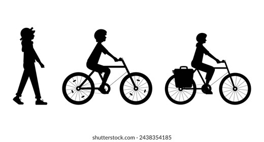  silhouette flat design and bicycle silhouette