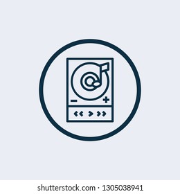 Silhouette flat icon of player, vector design. Illustration of audio walkman, listen to music, modern device. Symbol musical notes - Vector
