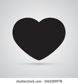 Silhouette flat icon, simple vector design. Black symmetric heart for illustration of feelings, love and human organ. Symbol for valentines day.