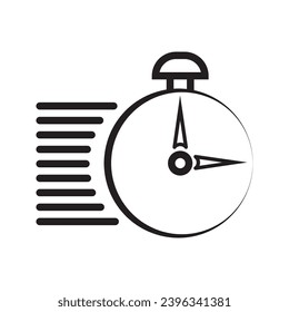 Silhouette flat icon, simple vector design with shadow. Stopwatch illustration. Device to display time and time limit. Symbol of speed
