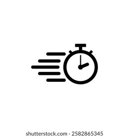 Silhouette flat icon, simple vector design with shadow. Stopwatch illustration. Device for displaying time and time limits. Symbol