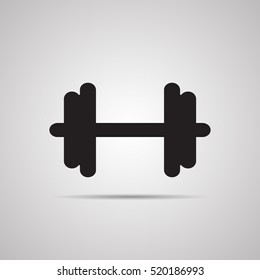 Silhouette Flat Icon, Simple Vector Design With Shadow. Symbol Of Dumbbell For Fitness Center, Sports Equipment And Sporting Goods Store