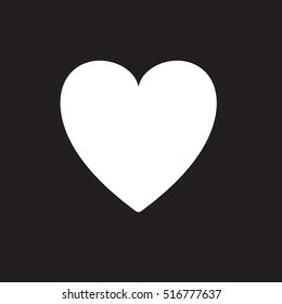 Silhouette Flat Icon, Vector Design. White Heart On Black Background