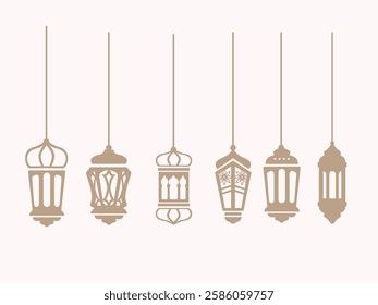 silhouette flat lantern lamp ramadan lampion