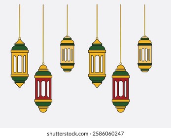 silhouette flat lantern lamp ramadan lampion