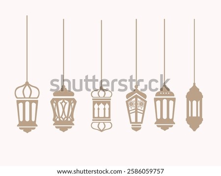silhouette flat lantern lamp ramadan lampion