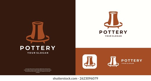 silhouette flat pottery logo design template.