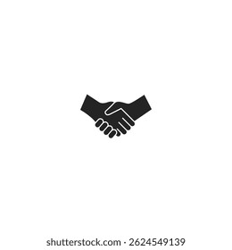 Silhouette Flat style icon of a handshake between two different-colored hands symbolizing unity, peace, support, and solidarity and materials related to World Refugee Day.
