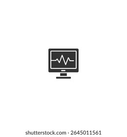 Silhouette flache Vektorgrafik eines medizinischen Monitors mit einer Herzfrequenz oder EKG-Linie. Ideal für Anwendungen im Gesundheitswesen, Design der Benutzeroberfläche von Krankenhäusern, visuelles Patientenüberwachungssystem.