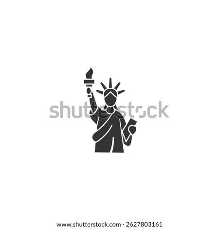 Silhouette Flat vector illustration of the Statue of Liberty, a globally recognized symbol of freedom, democracy, and the spirit of the United States.