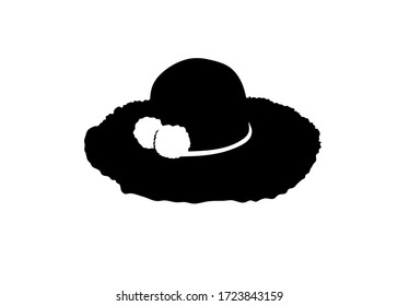 silhouette of Flat vector summer hat icon symbol sign